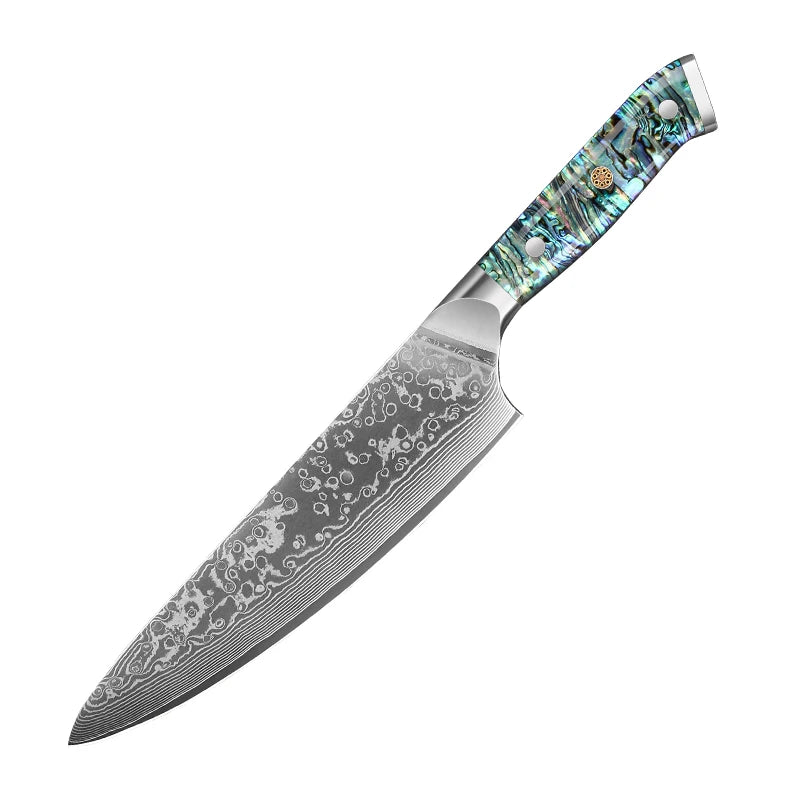 8' Kitchen Chef Knife Damascus Steel 67 Layer l Sharp Kitchen Cooking Knife Abalone Shell Handle