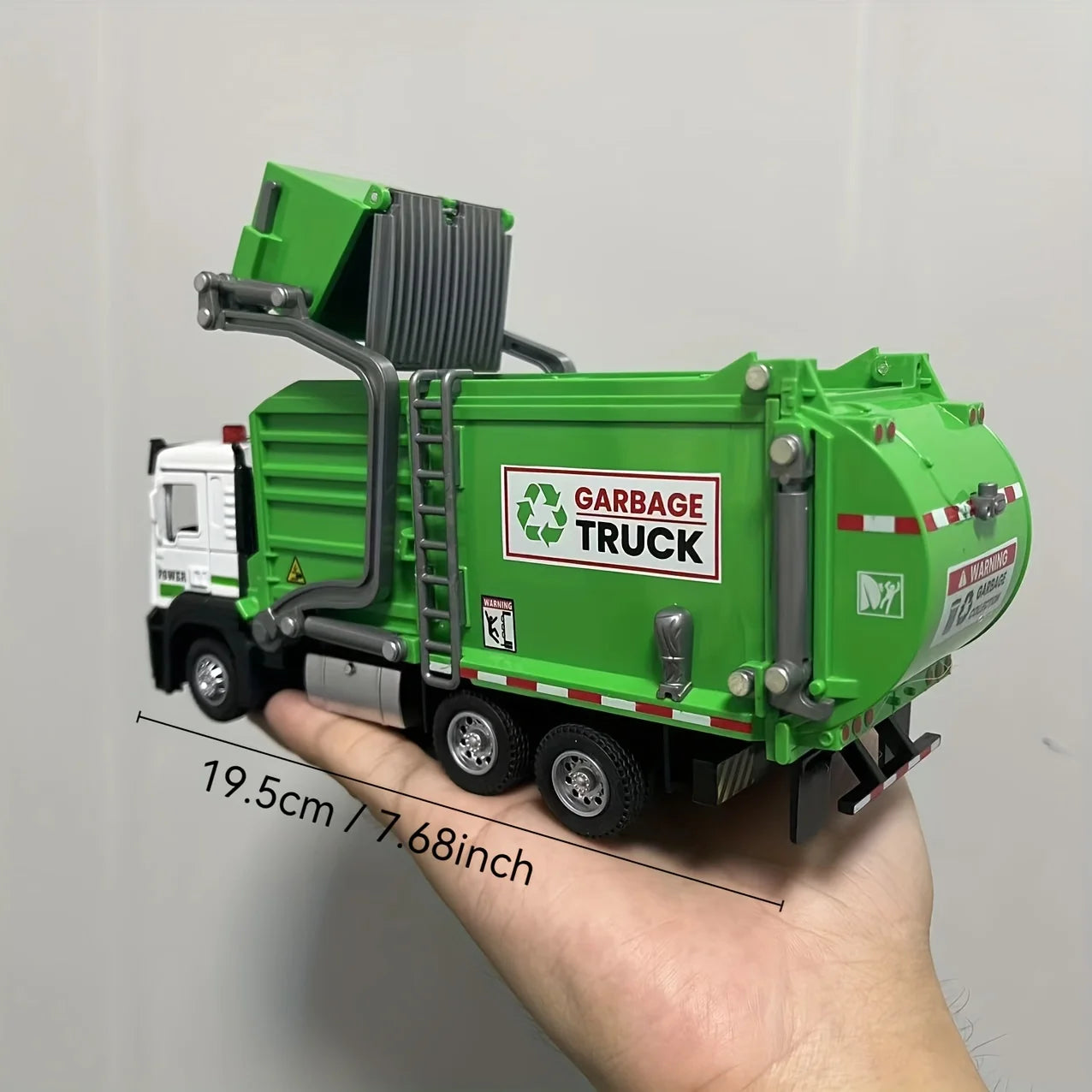 Realistic Garbage Truck Toy Set with Trash Can & STEM Learning Cards | 6+ Years Interactive Pull-Back Vehicle for Boys & Girls,