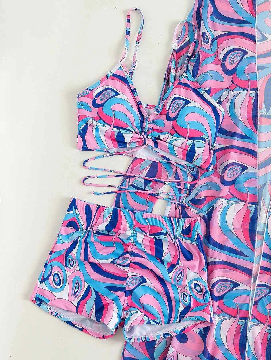 Sexy Print Bikini 2026 Women High Waist Swimsuit Cover Up Swimwear Female Lady Bathing Suit Swimming Summer Beachwear