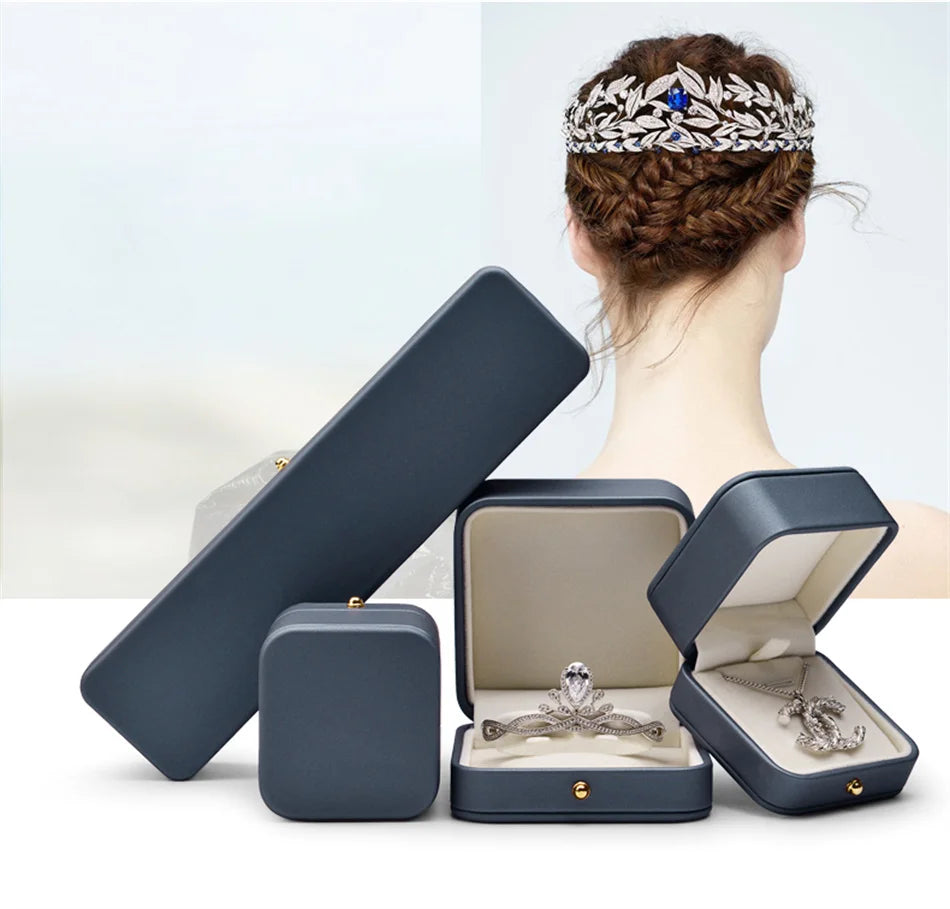 Oirlv Leather Jewelry Ring Box Jewelry Organizer Necklace Pendant Bracelet Long Chain Storage Box Packaging Gift Box for Wedding