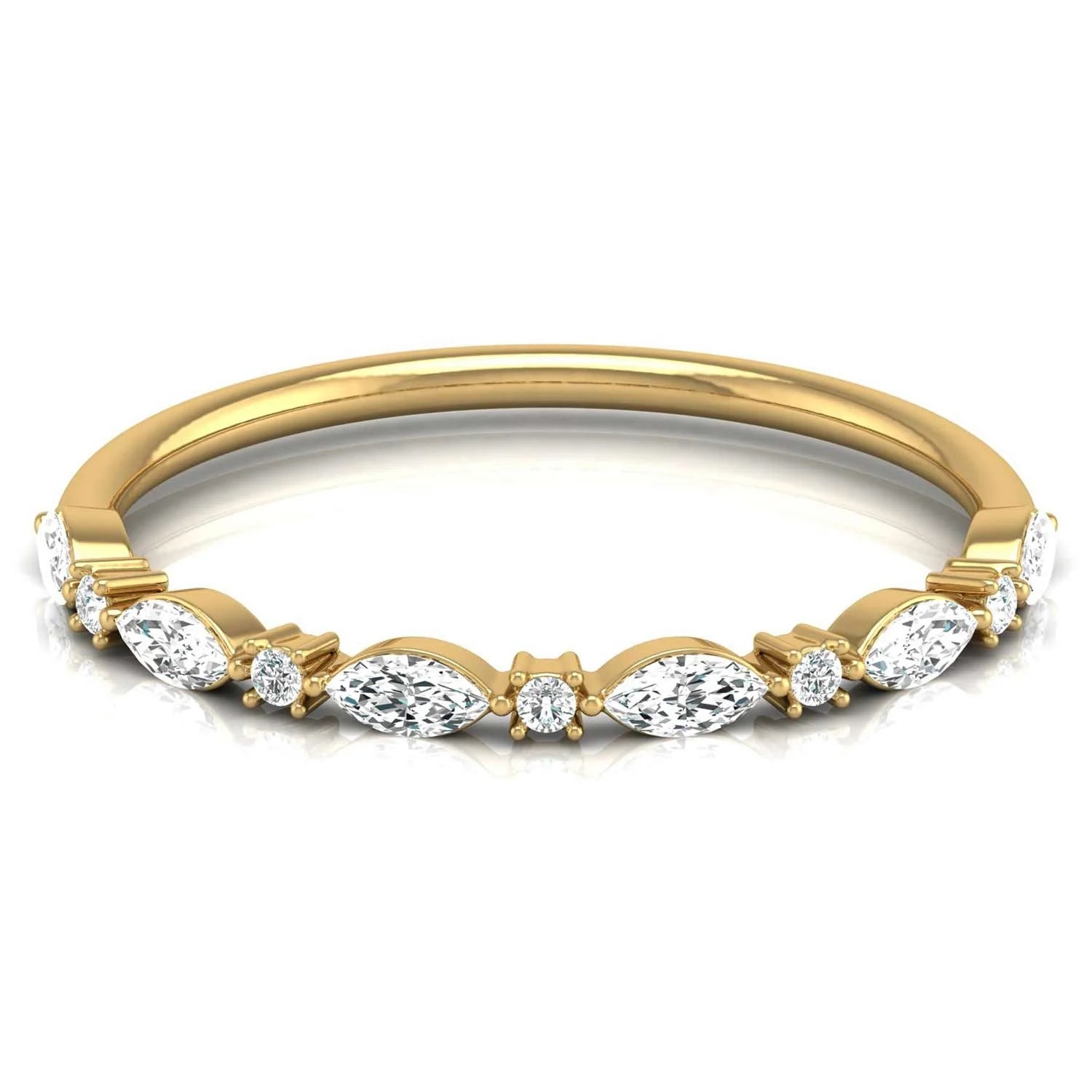 Round & Marquise Cut Lab Made Diamond Solid Gold Half Eternity Band Wholesale Dainty Diamond Jewelry Best Collection 2026