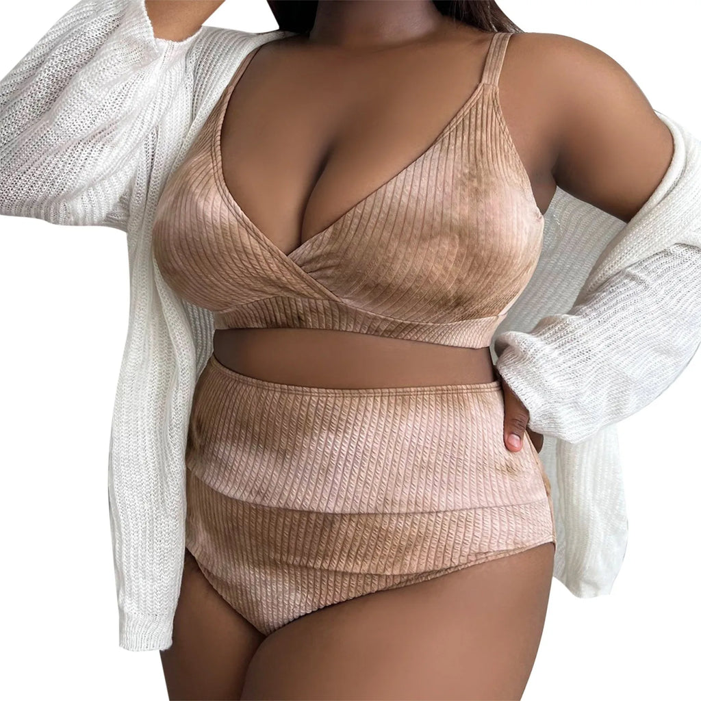 Plus Size Swimsuit Women Big Breast Bikini Set 2024 Sexy Two Pieces Bikinis High Waisted Swimwear Brazilian Bathing Suit