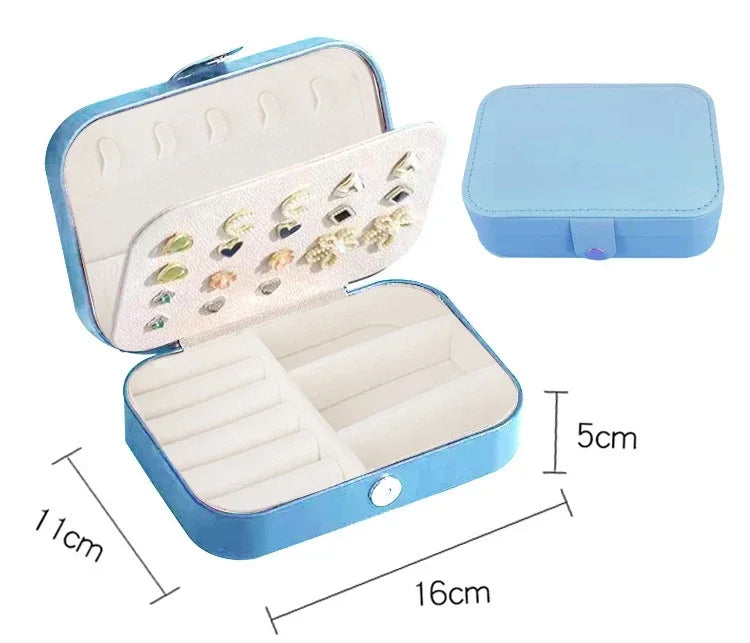 Portable Jewelry Box Jewelry Organizer Display Travel Jewelry Case Boxes Button Leather Storage Zipper Jewelers Joyero