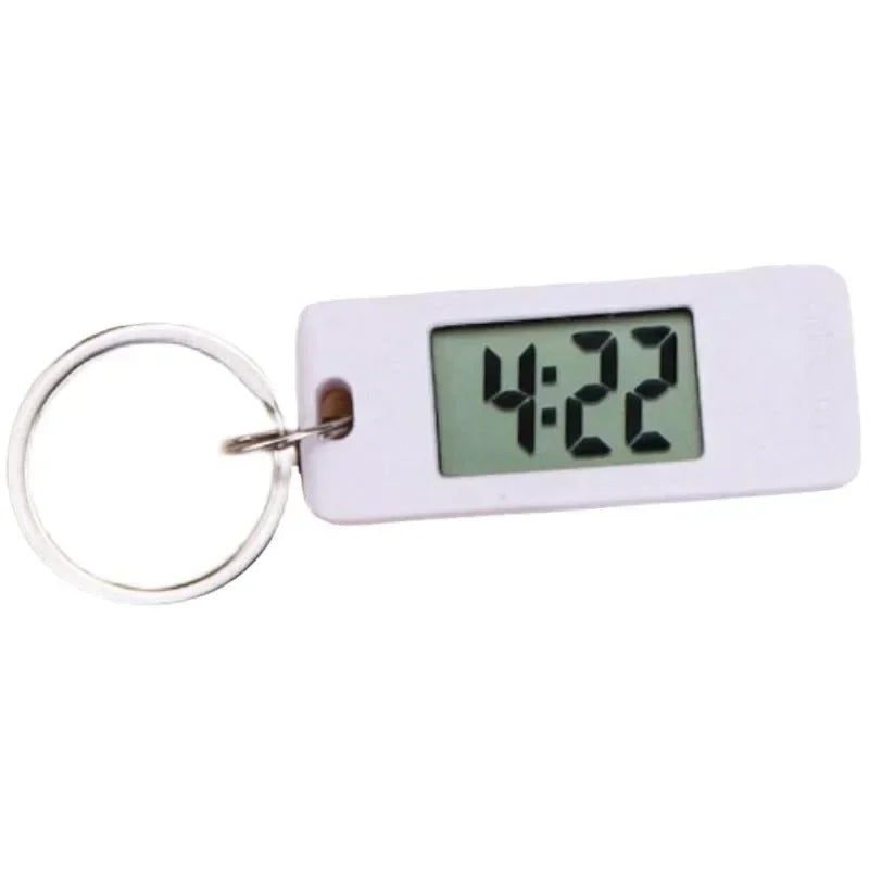 Mini Electronic Clock Keychain, Digital LED Time Display Student Elliptical Watch, Portable Wall Clock Keyring for Bag Backpack