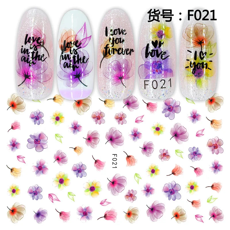 3D Dandelion Peach Blossom Maple Leaf Nail Sticker Nail Art Decoration Color Flower Nail Decal Nail Art Supplies Nail Parts