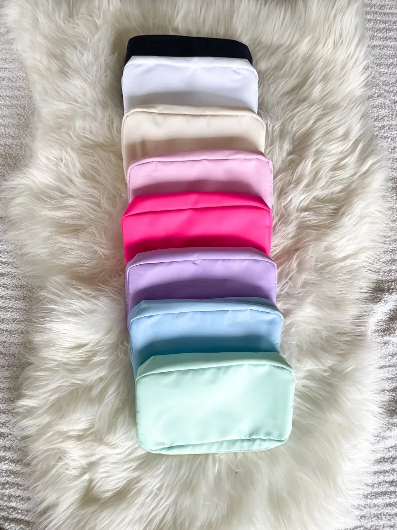 Stock Multi Colors Nylon Pouch Large Cosmetic Bag Zipper Toiletries Organizer Bag For Women Girls Gift Makeup Pouch
