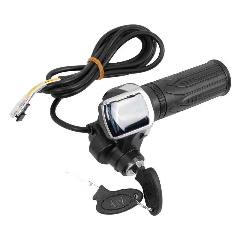Throttle Grip E-bike Handlebar with Lock Ebike 36V 48V 60V Electric Bicycle Scooter Accelerator Power Indicator Key LED Display