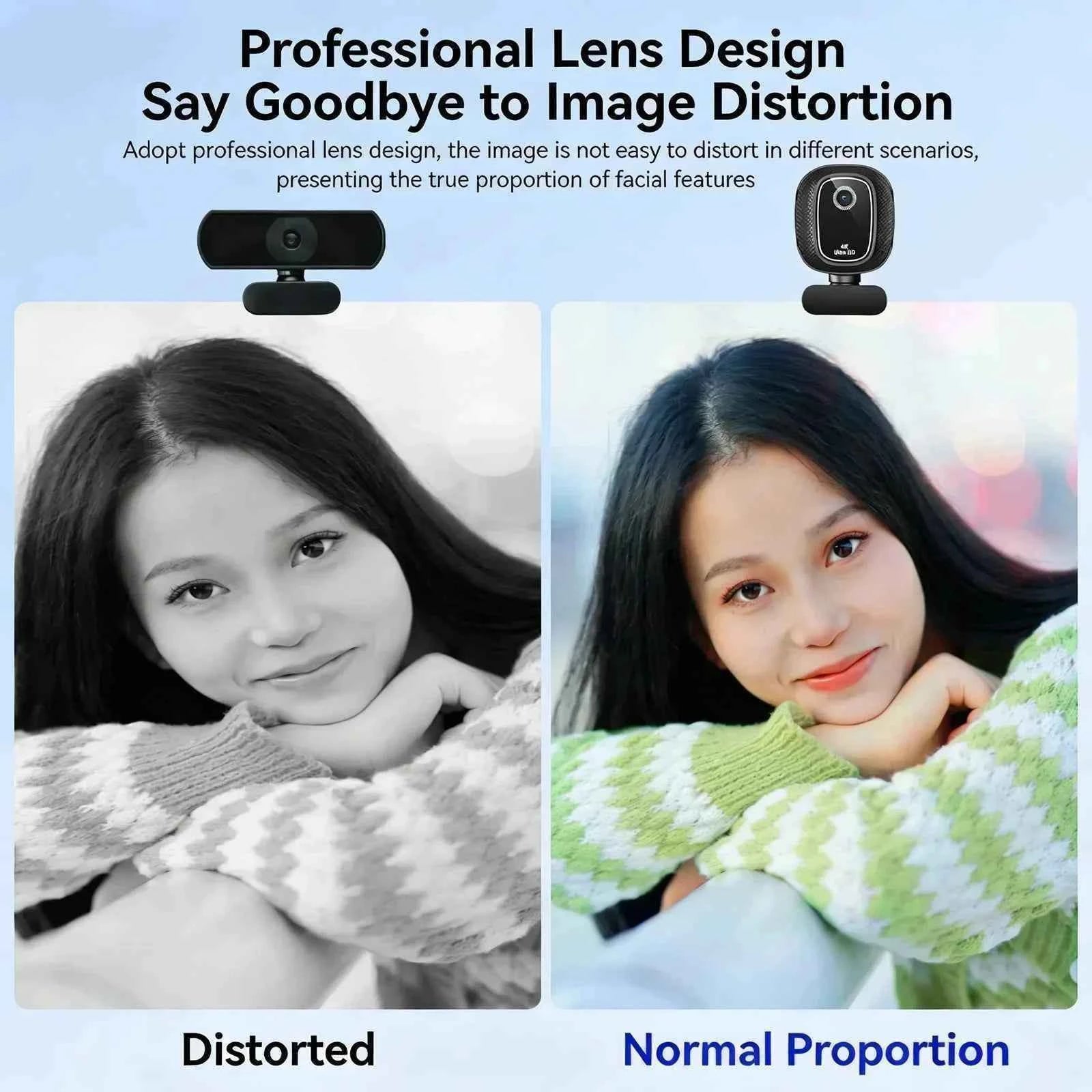 Webcam 4k Streaming Web Camera 1080p 30fps Usb Camera Free Screen Rotation With Dual Ai Noise-cancelling Mic For Tiktok/youtube