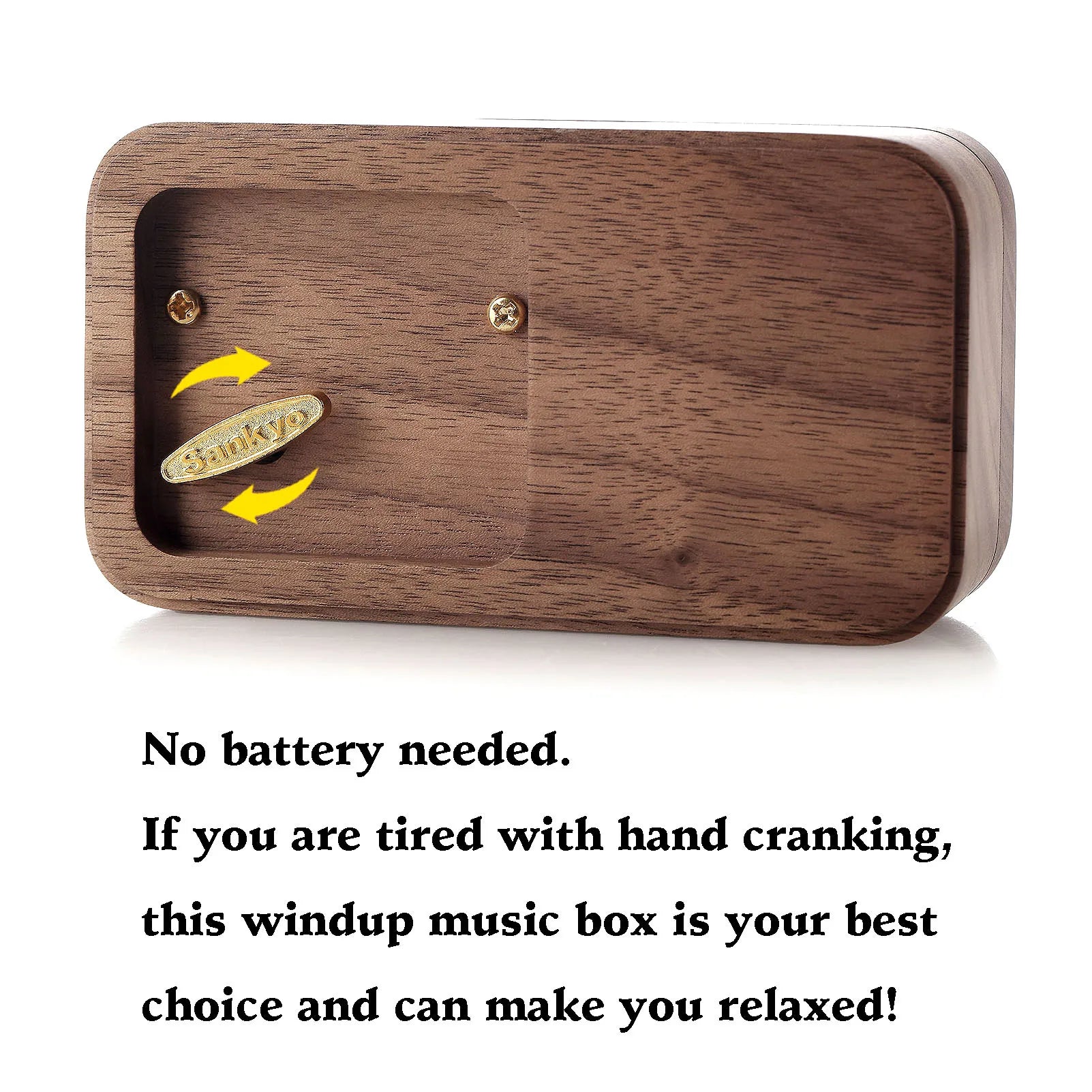 Roosiking Walnut Wooden Ring Box Music Box Jewelry Organizer Family Valentine's Day Christmas New Year Gift(Tune:Anastasia)