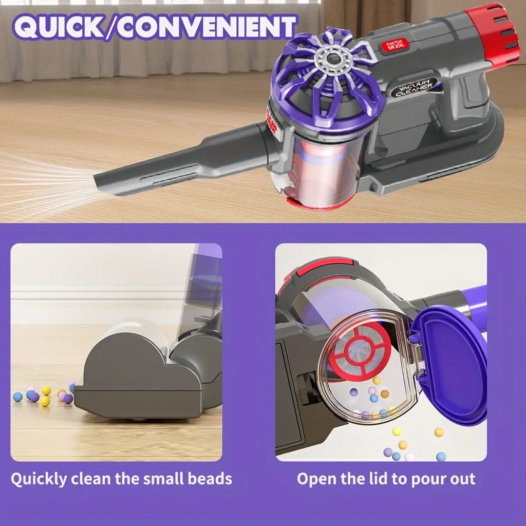 Kids' play vacuum cleaner toy, simulates cleaning, a tool for teaching household responsibility, suitable for girls and boys.