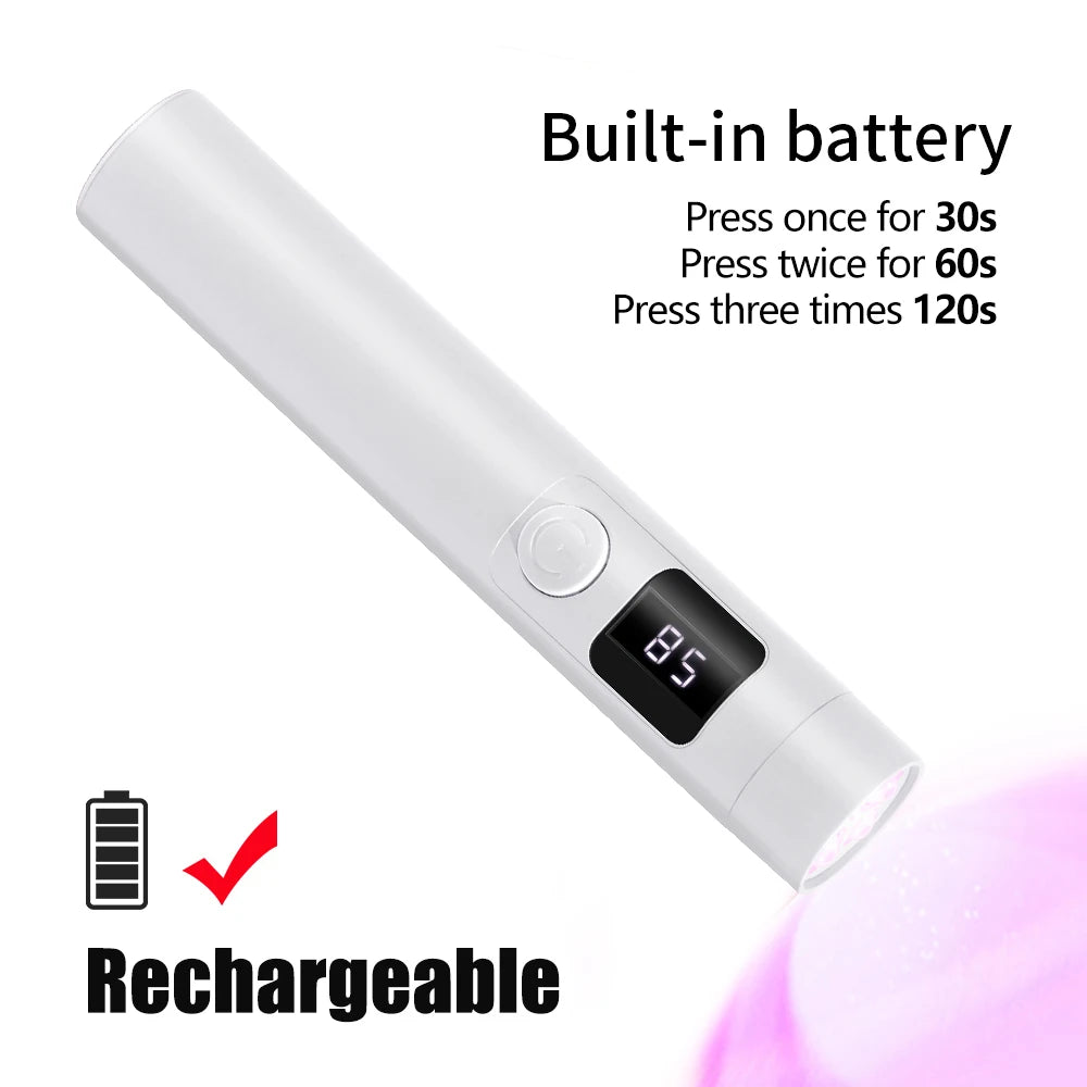 YIKOOLIN Portable Handheld UV Nail Lamp LED Mini Nail Dryer with LCD Screen USB for Gel Nails USB Rechargeable Nail Light