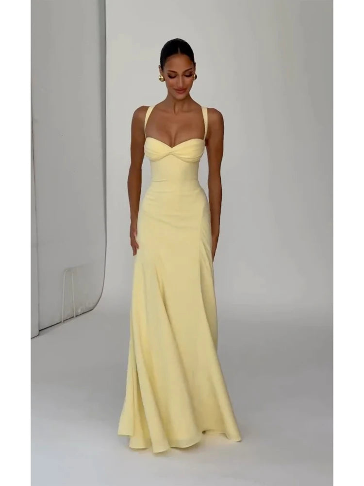 Lady Sexy Strapless Split Solid Pleated Dress Women Chic Backless High Waist Off-shoulder Dresses 2026 New Evening Party Gowns