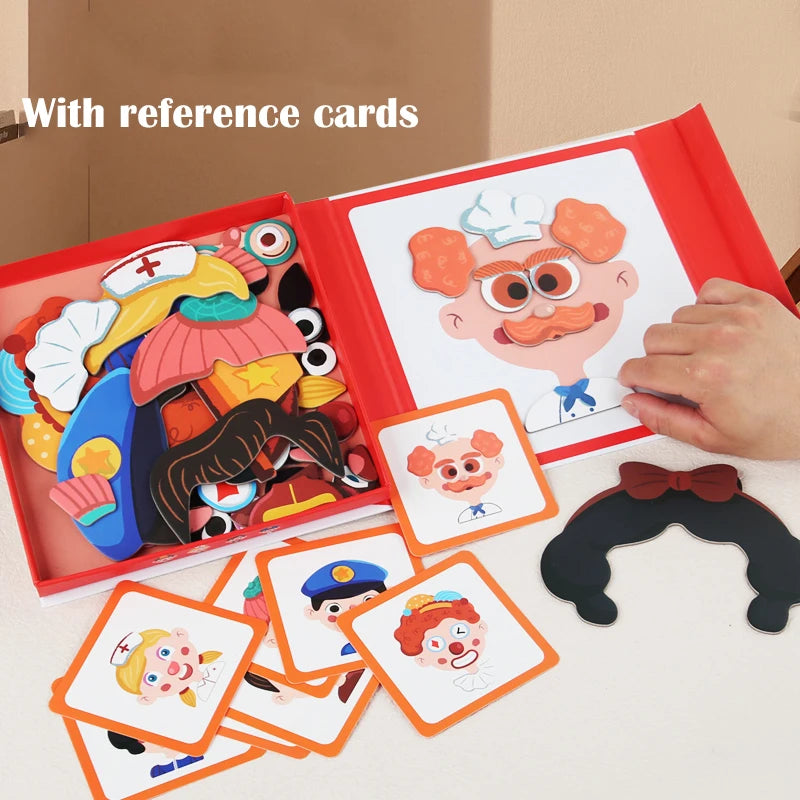 Magnetic Puzzles, Car Airplane Road Travel Activities Games For Children, Change Clothing, Change Face,Traffic Ocean Puzzles