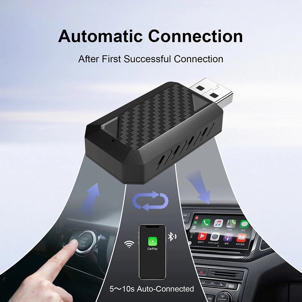 Wired To Wireless Carplay & Android Auto Mini Adapter USB Plug and Play Auto Connect for Factory Wired Carplay Android Auto Cars