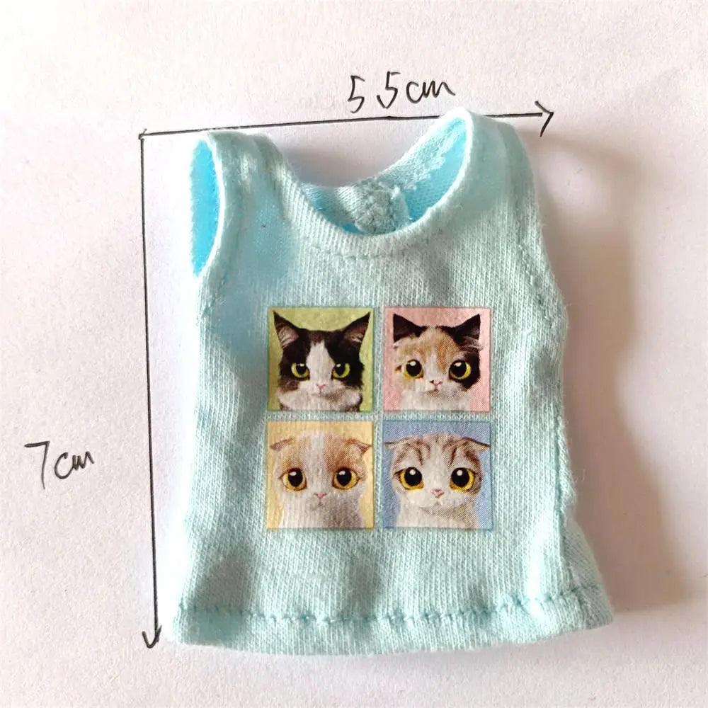 NEW Blyth Clothes T-Shirt Vest   Cute Cat print Vest clothes for Blyth, Momoko, Obistu, Licca , FR 1/6 Dolls Accessories