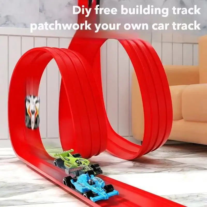 DIY Assembled Soft Track Car with Inertia Return for Kids  Rolls Up Portable DIY Racetrack Birthday Gifts for children