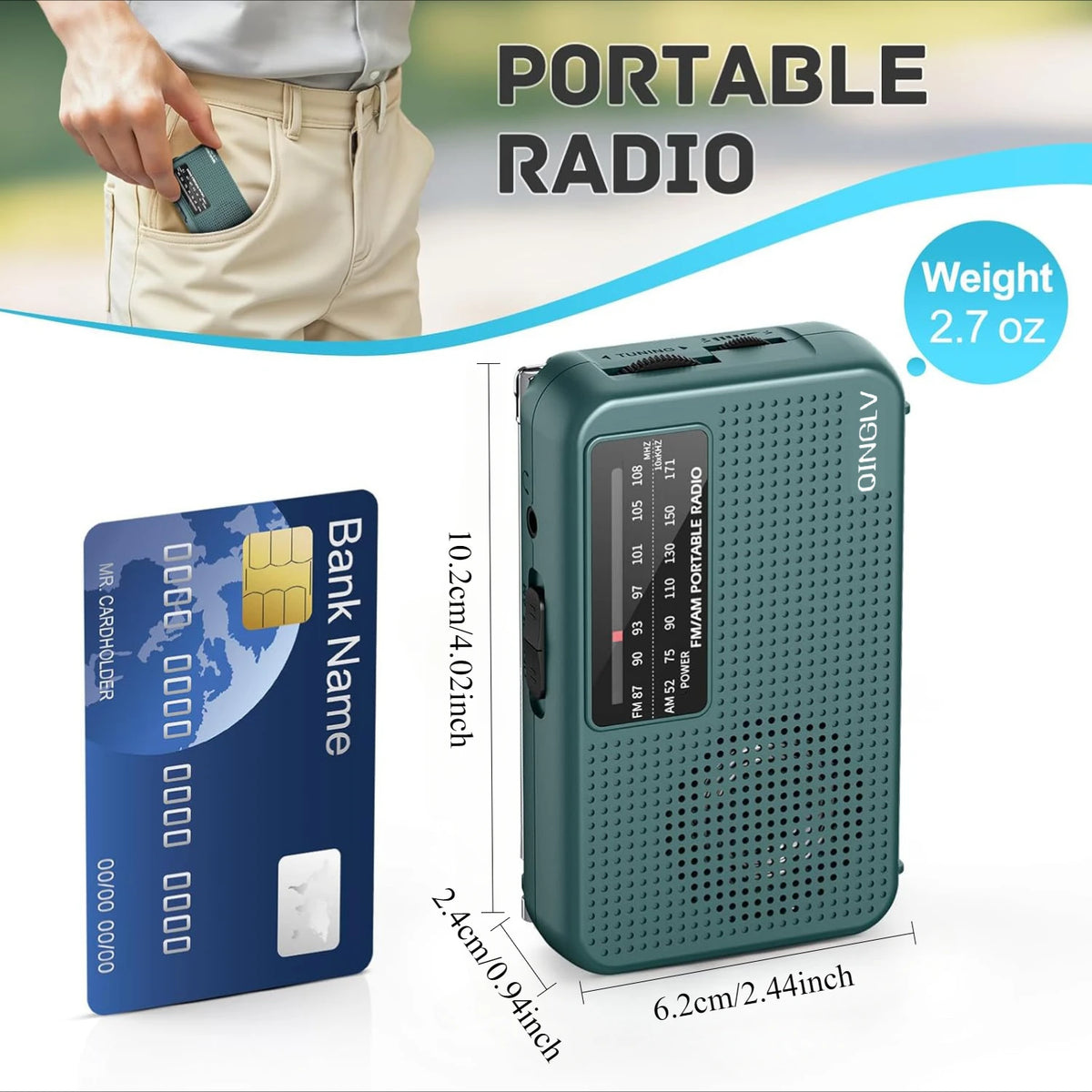Mini AM FM Portable Radio – Battery Powered Pocket Design