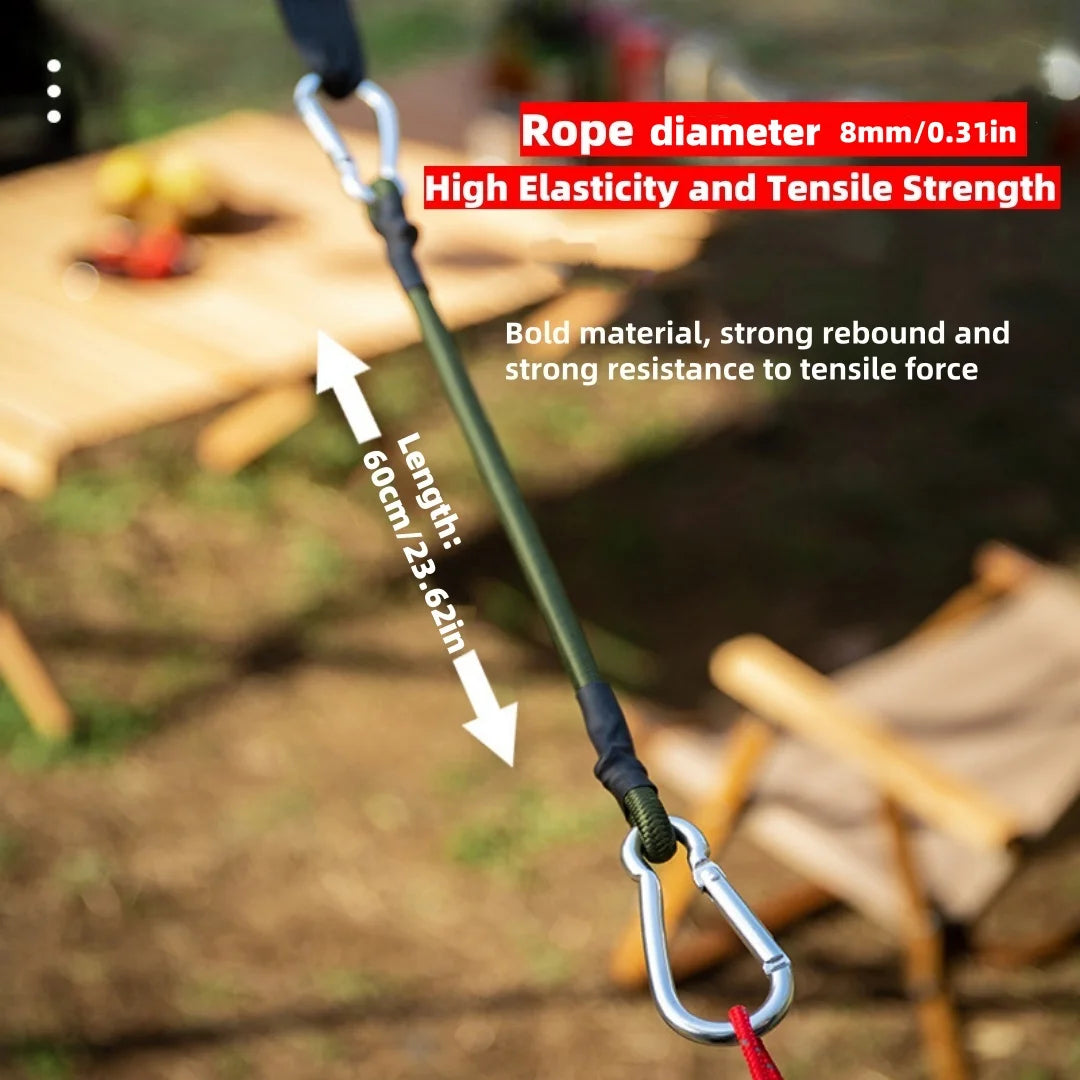 2Pcs 60cm Elastic Rope with Hook Bungee Cord, Outdoor Heavy Duty Bungee Cord, Camping Luggage Packing Ropes Camping Accessories