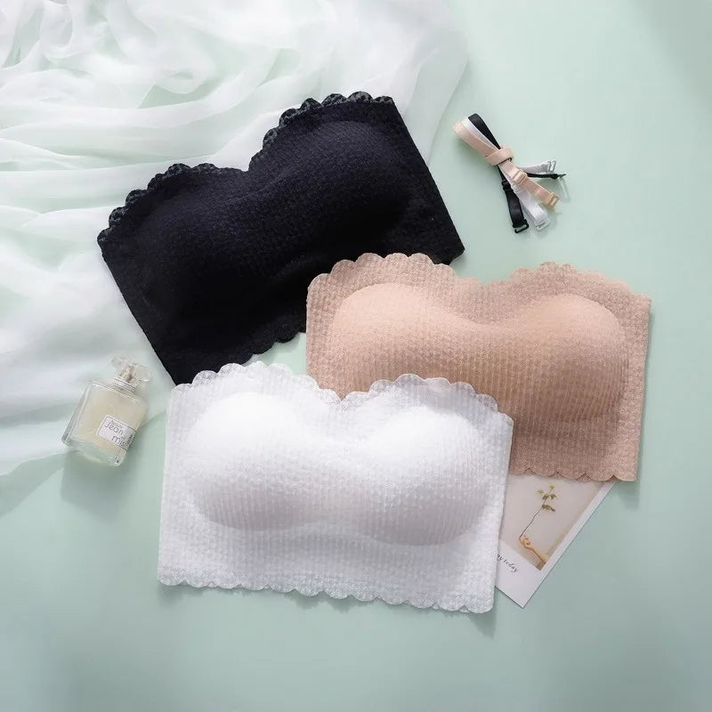 Sexy Invisible Bra Tube Tops Strapless Bras Seamless Bralette Wireless Wedding Brassiere Push Up Underwear Women Lingerie