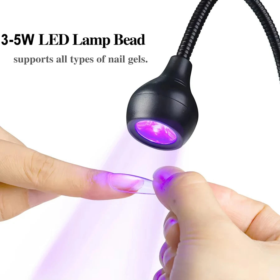 3W UV Nail Lamp 395nm LED Clip-on Flexible 360° USB Portable Desk Light Manicure Salon Dryer Curing for Gel Nails Resin Art Gift