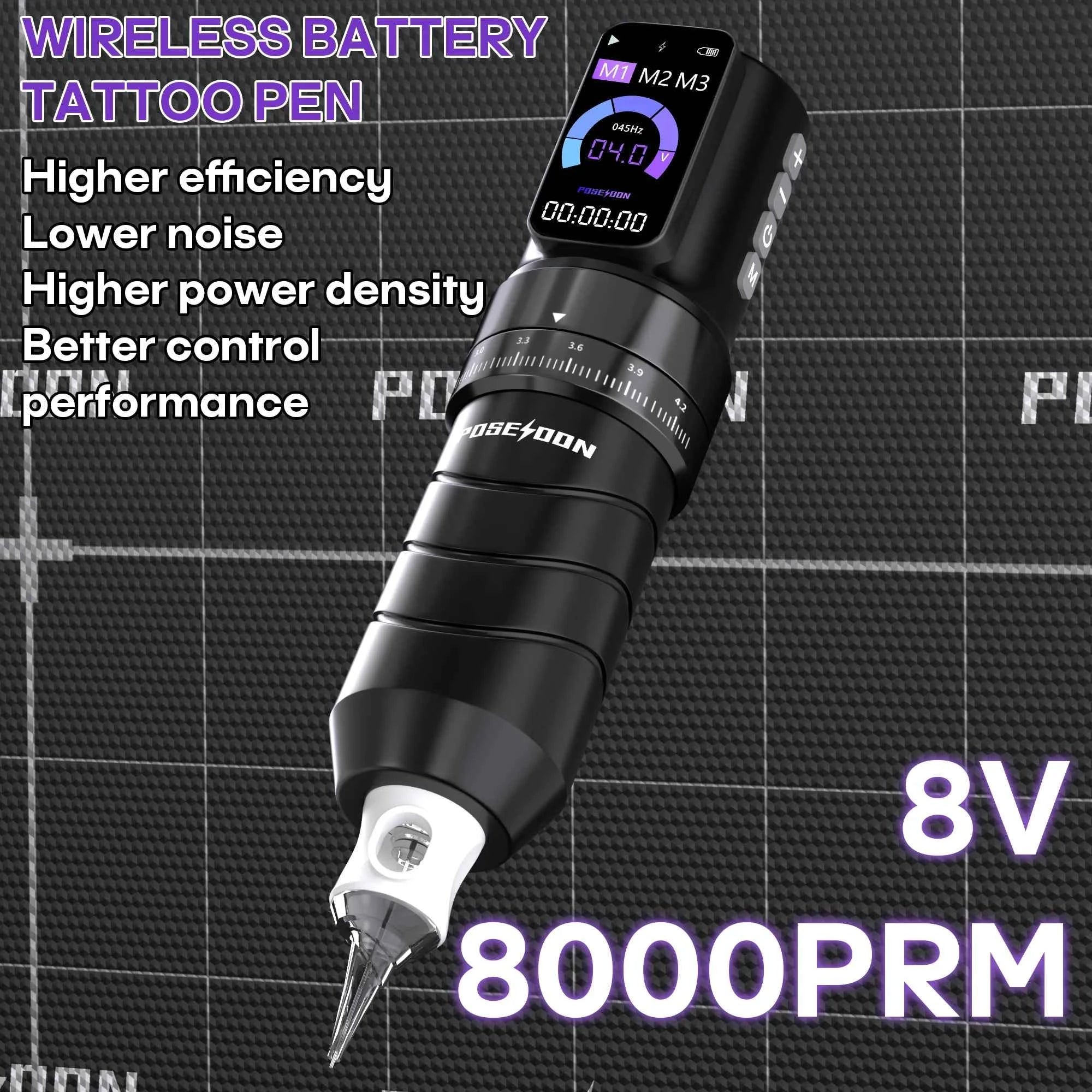 POSEIDON Tattoo Kit Professional Tattoo Pen Kit For Permanent Makeup Tattoo Machine Kit Wireless Power Supply Tattoo Gun Kit