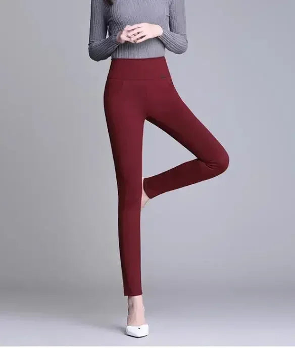 New S-6XL Micro Pants Trousers High Waist Large Size Stretch Tights Women High Waist Straight Pants Work Pants Trousers