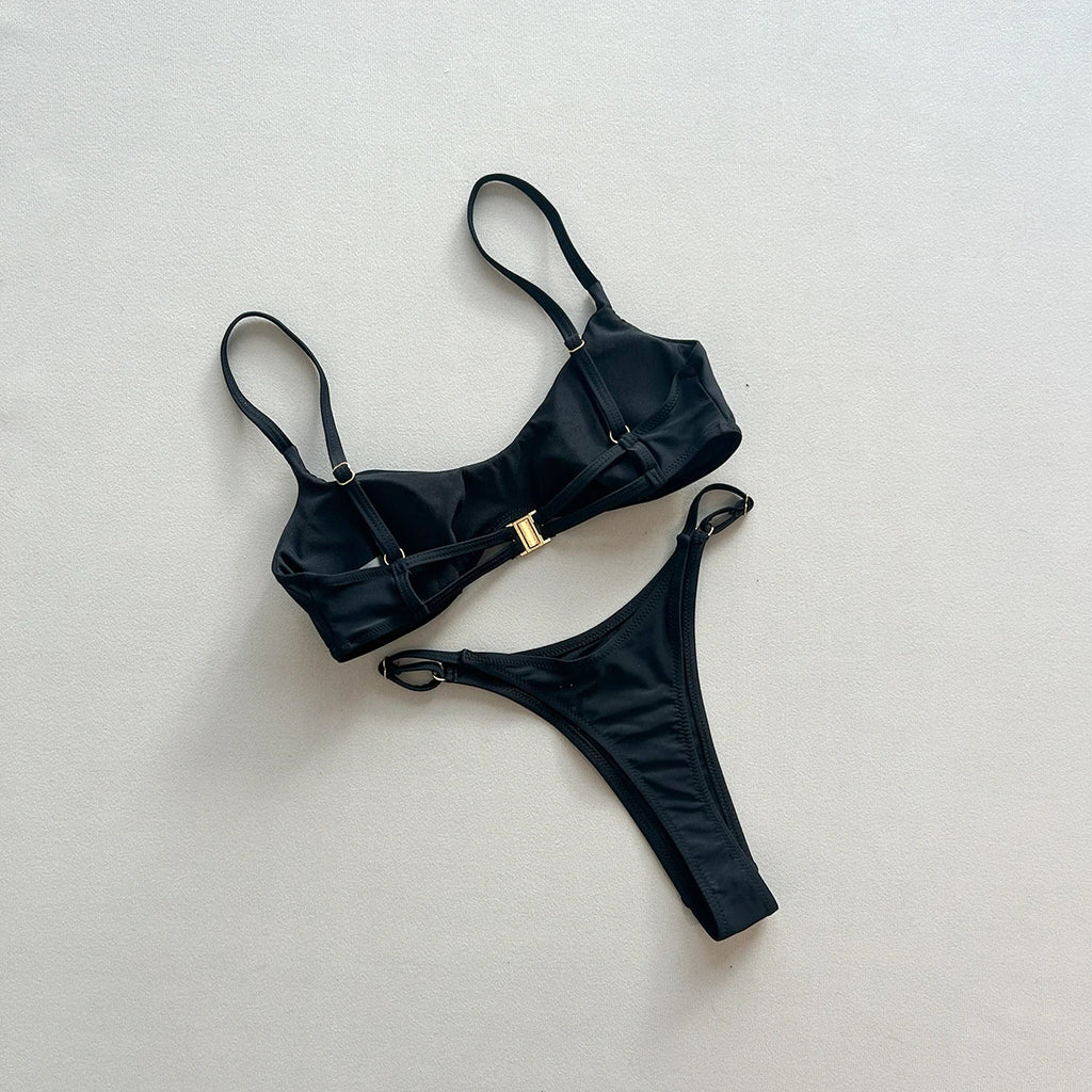 Push Up Bikinis 2025 Sexy Women Swimsuit Swimwear Female Bikini Set Black Biquini Bathing Suit Thong Swimming Suits Beachwear