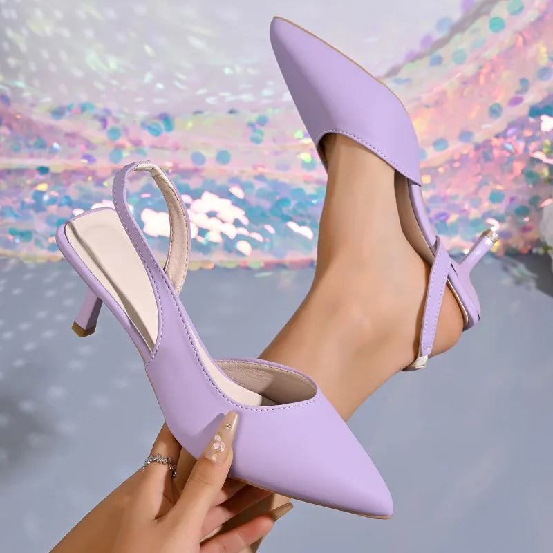 Summer Cover Pointed Toe Women Sandals Fashion High Heel Shoes Ladies Outdoor Elegant Office Slingbacks Sandalias Mujer
