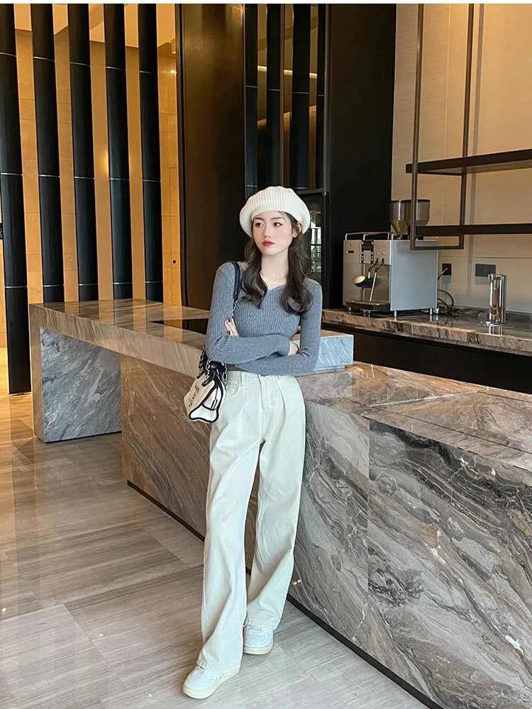 2026 Basic V-neck Chic  Autumn Winter Pullover Women Female Knitted Ribbed Sweater Slim Long Sleeve Badycon High Quality Sweater