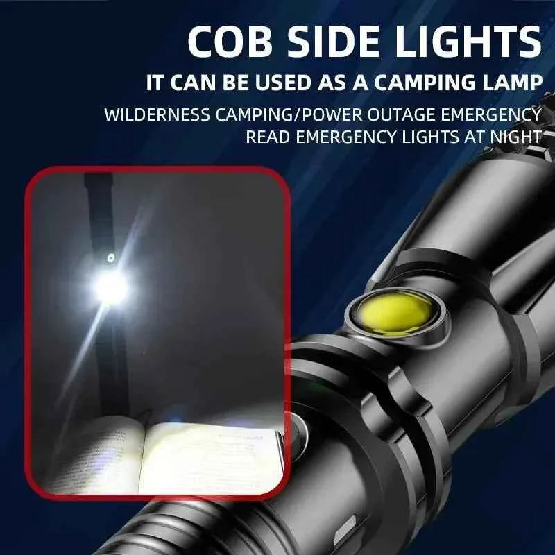 Self-defense Flashlight Window Breaker Hammer USB Rechargeable Super Bright Torch 4 Speed Adjustable Outdoor Emergency Work Lamp