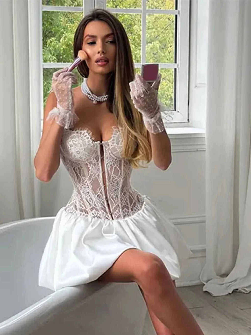 Women Sexy Lace Patchwork Corset Sling Dress Sleeveless Off-shoulder High Waist Slim Mini Dresses 2026 New Evening Party Robe