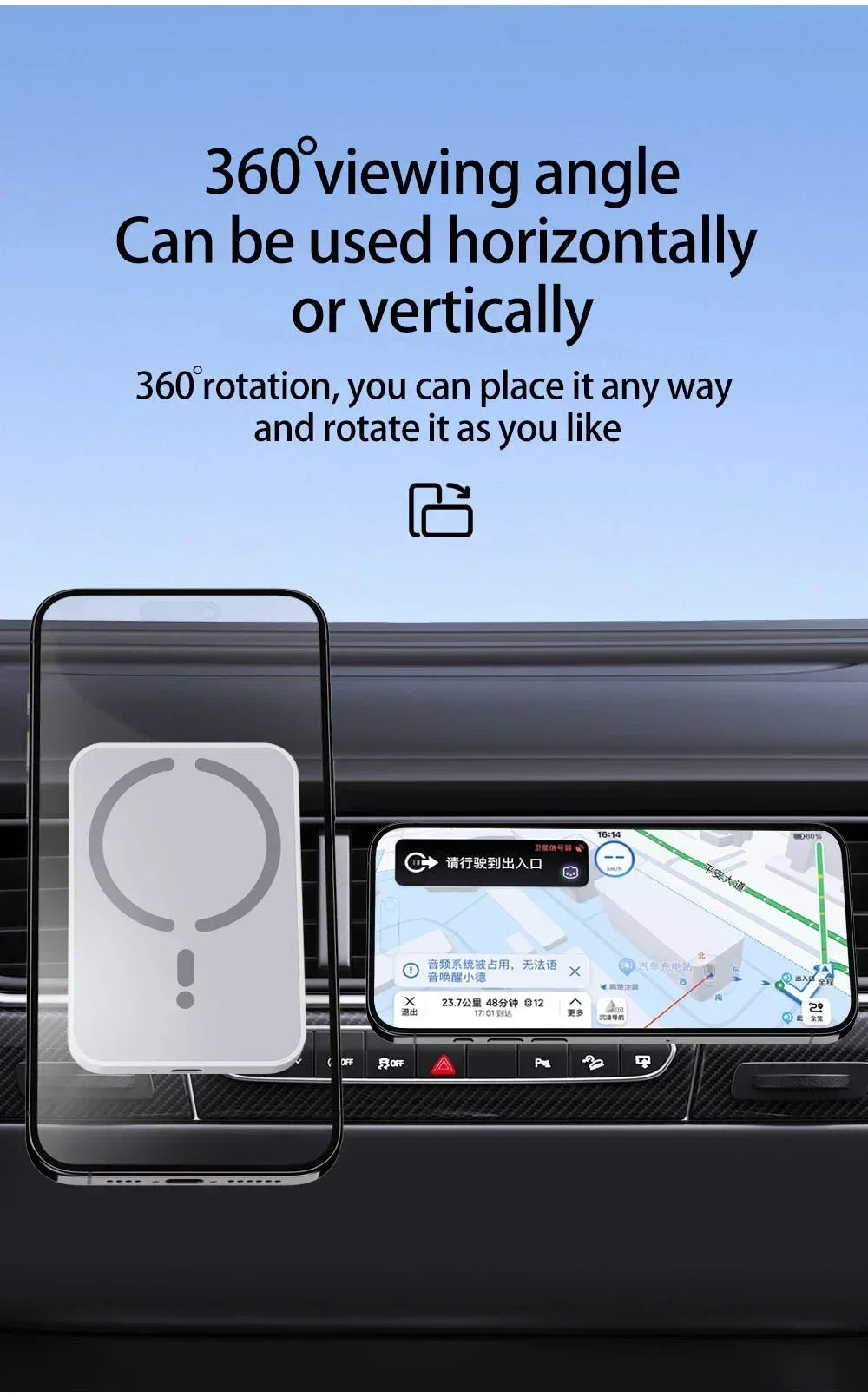 Magnetic Car Wireless Charger Air Vent GPS Phone Holder Stand For Magsafe iPhone 17 16 15 14 13 12 Pro Max Cell Fast Charging