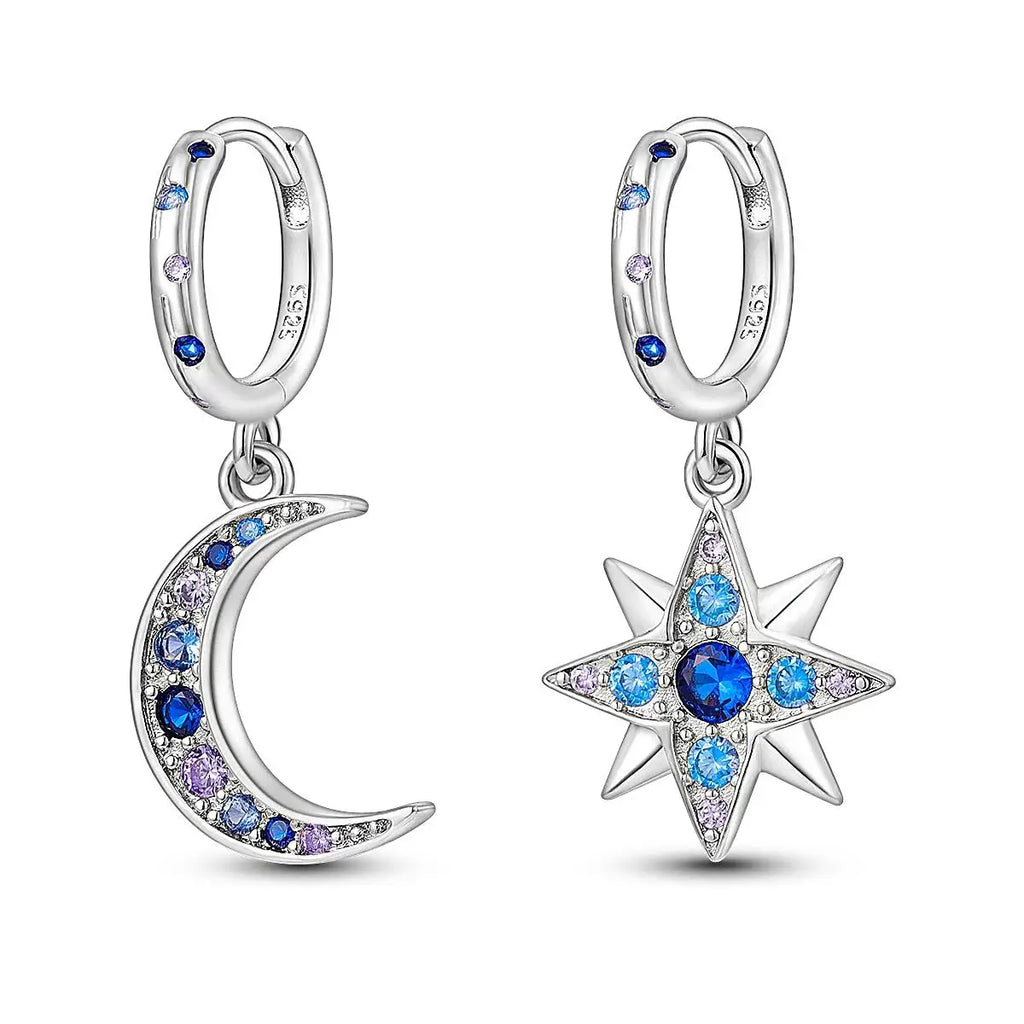 2024 New Sterling Silver S925 Ear Loops Star Ringed Snake Bone Earrings Pendant Simple Jewelry For Women Girls Party Gifts