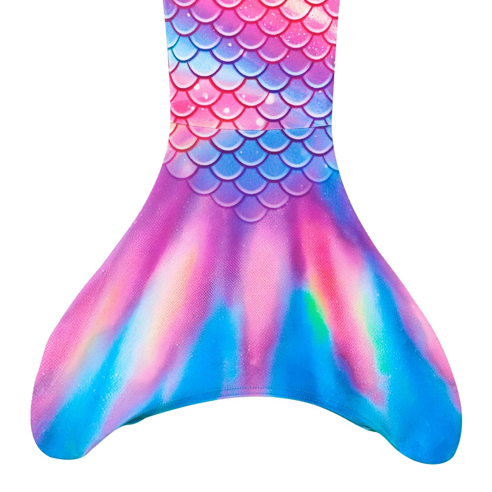 Girls One-Piece Mermaid Tail Swimsuit, Cute Beach Bathing Suit, Children Performance Cosplay Costume, Kids Dress Up Clothes