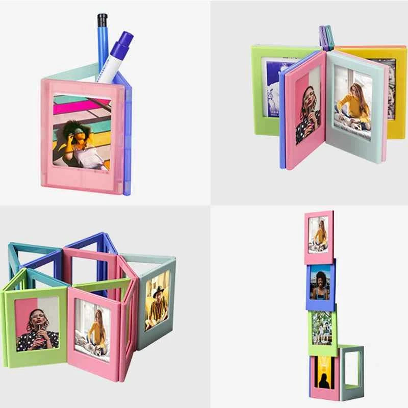 5/10Pcs 3inch Magnetic Photo Frames, Children's Growth Commemorative Photo Frames, Small Creative Magnetic Frames for Desktop Display, Home Office Decorations, Suitable for Instax Mini 12/11/Evo/40/7+/25/90/99/Se/Link2/3 Inst