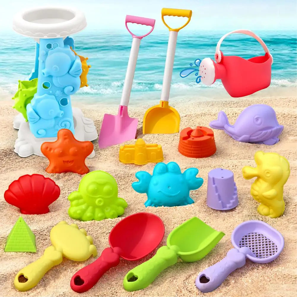 Kids Beach Toy Set Baby Sand & Water Play Kit with Bucket Shovel Rake Watering Can Summer Outdoor Sandbox Tools