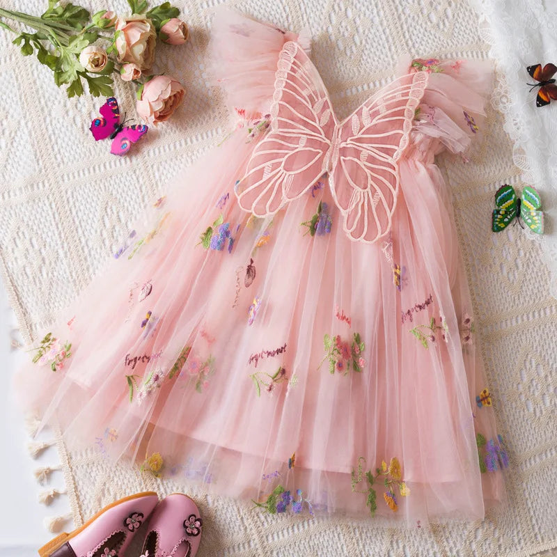 Girls' Dress Summer Floral Mesh Baby Girls Dress Adorable Wedding Flower Girl Dress Baby Girl Clothe