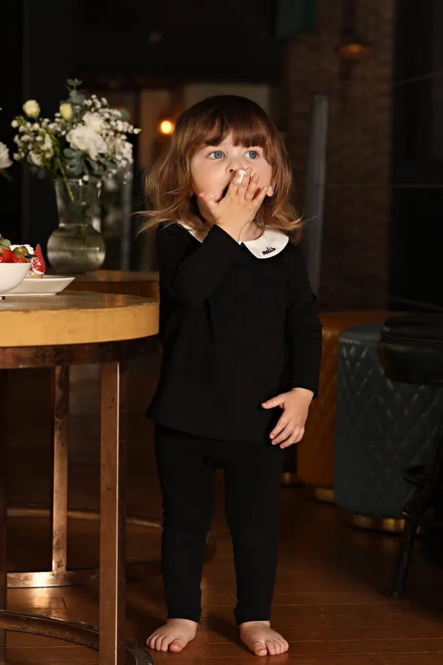2026 Mali's SS Black Embroidery Pajamas Boutique Sleepwear Set Girl Dress Nightgown Baby Boy Sets Children Clothing