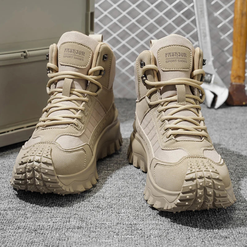 2026 New Outdoor Boots Men's High Top Thick Bottom Tactical Shoes Large Size 47 Hiking Sports Workwear Shoes 48 Casual Style