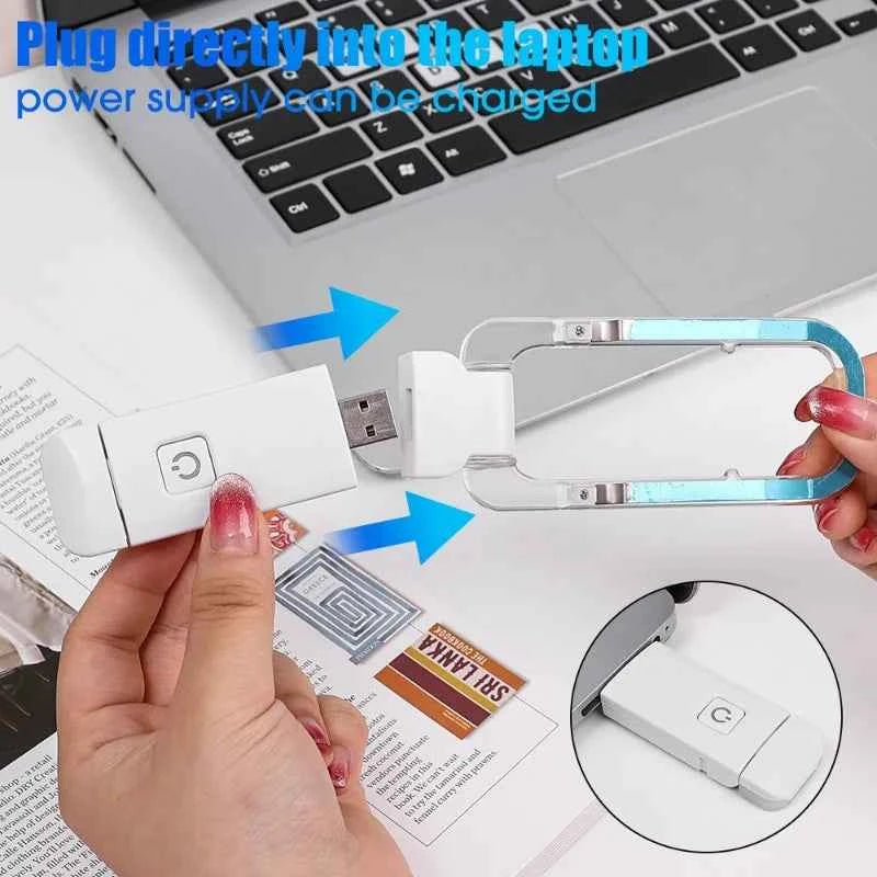 Mini Light Reading Clip Light LED Small Night Light USB Charging Adjustable Brightness Eye Protection Portable Smart Book Lamp