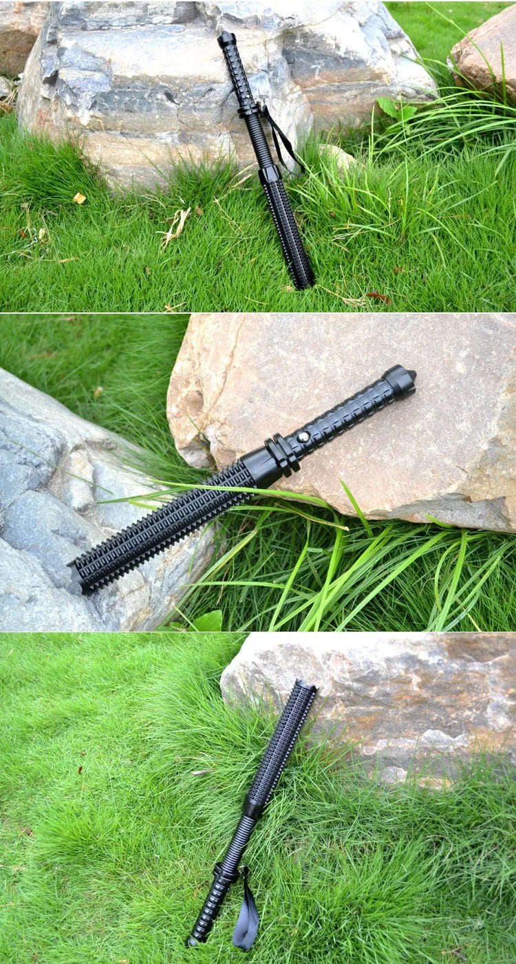 LED Defense Self-defense Flashlight Rechargeable Tactical Long Handle COB Baseball Torch Outdoor Window Breaker Hammer Emergency