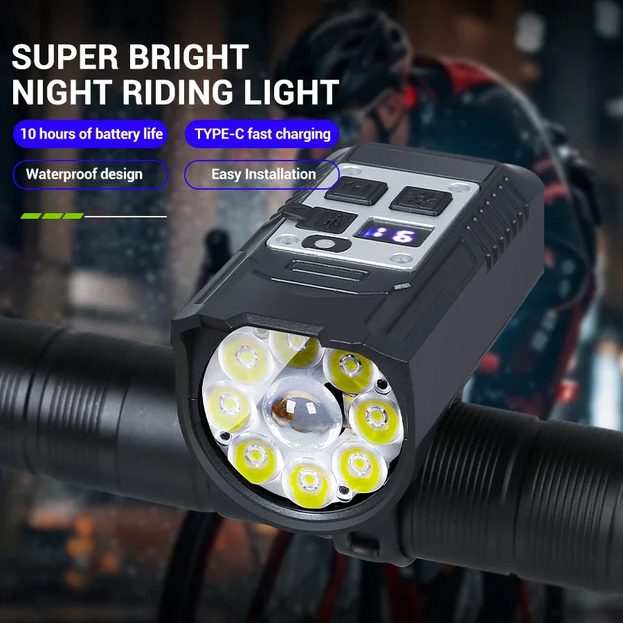 KDULIT 9 LED Bicycle Headlight USB Rechargeable Bike Lamp Super Bright Handlebar Lights Outdoor Waterproof Cycling  Front Light