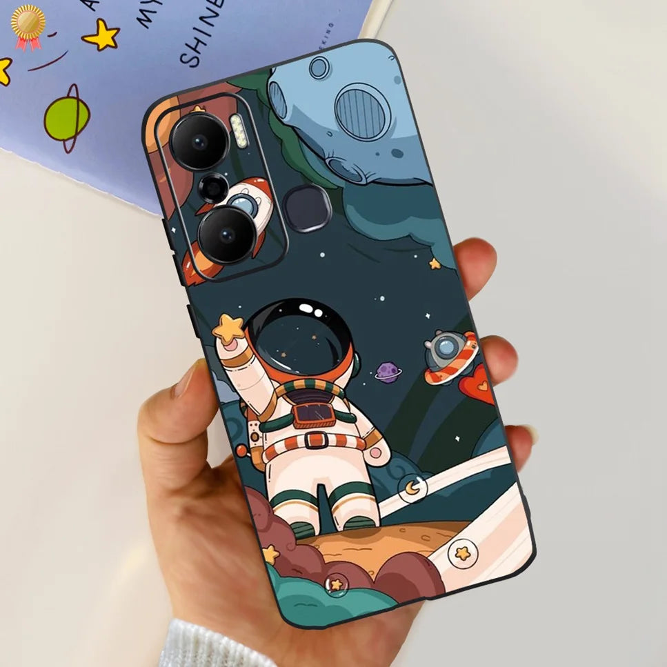 For Infinix Hot 20 Play 20i 4G Case Cute Astronaut Clear TPU Silicone Bumper Cover For Infinix Hot 20 Play 20i Phone Case Funda