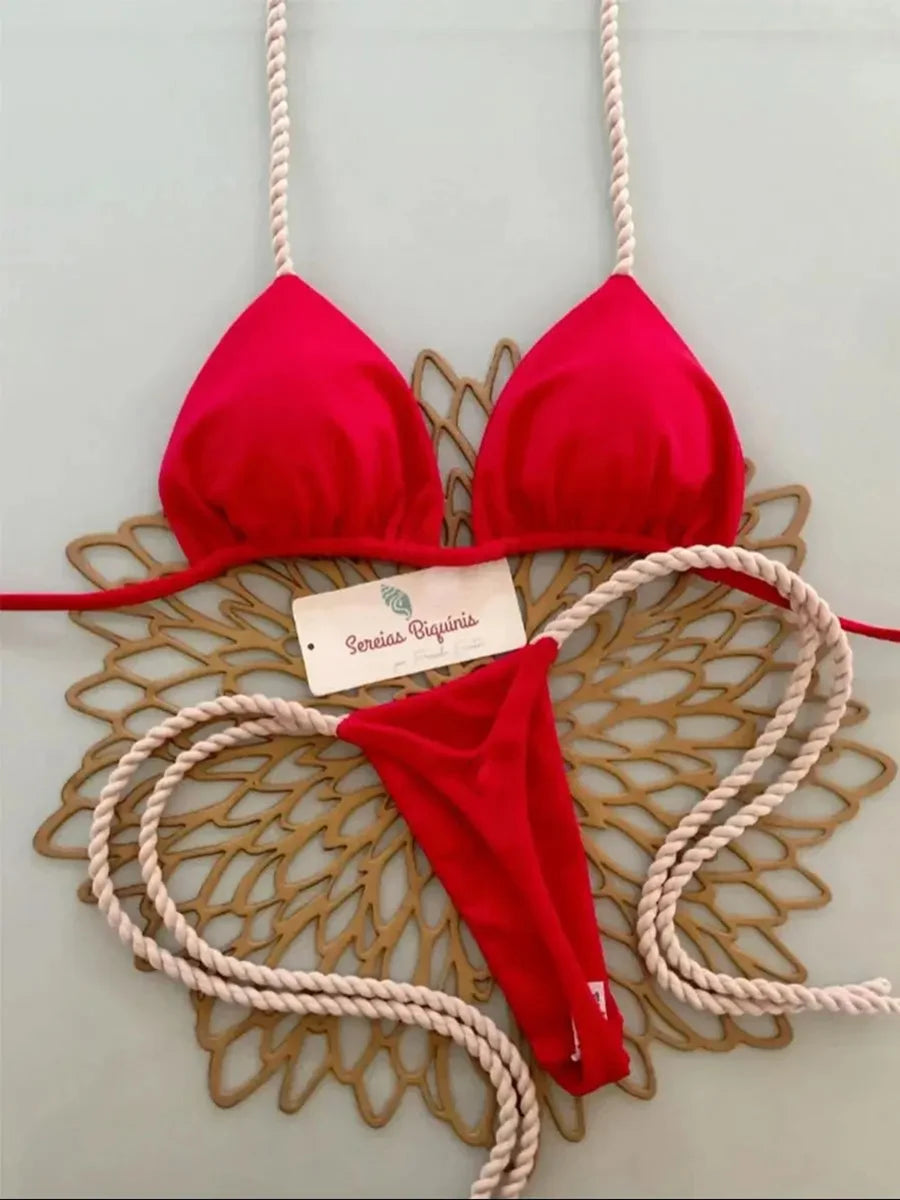 Micro Bikinis 2026 Women Swimsuit New Sexy Swimwear Halter Bikini Set Brazilian Biquini Female Thong Beachwear Party Wear