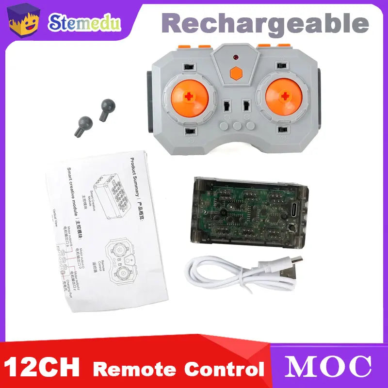 12 Channel Remote Control Rechargeable Lithium Battery Box Kit APP Control Speed Adjustable Powered Module MOC Building Blocks