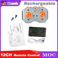 12 Channel Remote Control Rechargeable Lithium Battery Box Kit APP Control Speed Adjustable Powered Module MOC Building Blocks
