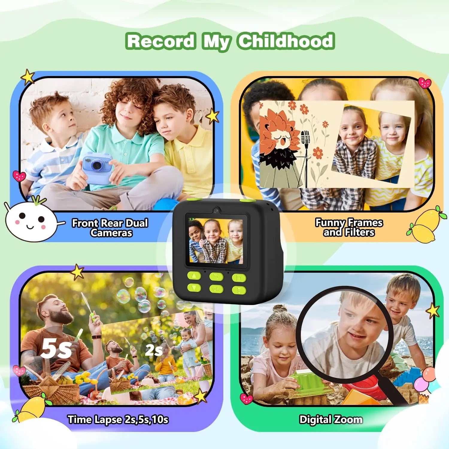 Kids Instant Print Camera, Birthday Gifts for Boys and Girls, Kids Digital Camera Toys, 1080P HD Video, Boy Gifts/Girl Gifts