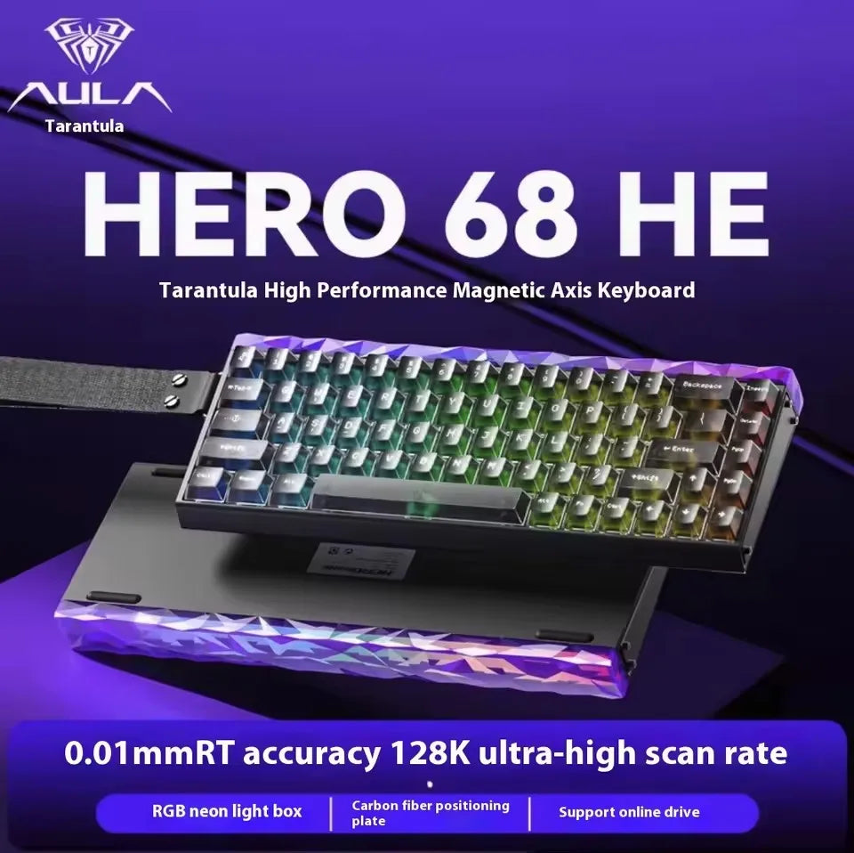 AULA HERO68 HE Magnetic Switch Wired Gaming Keyboard Rapid Trigger 8K Return Esports Gamer Keyboard RGB Wired Gaming Keyboard