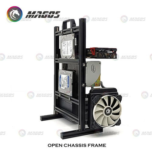 Châssis Ouvert en Aluminium Support Carte Mère ITX / MATX / ATX, Boîtier Vertical pour Ordinateur PC Refroidissement Liquide Gamer DIY