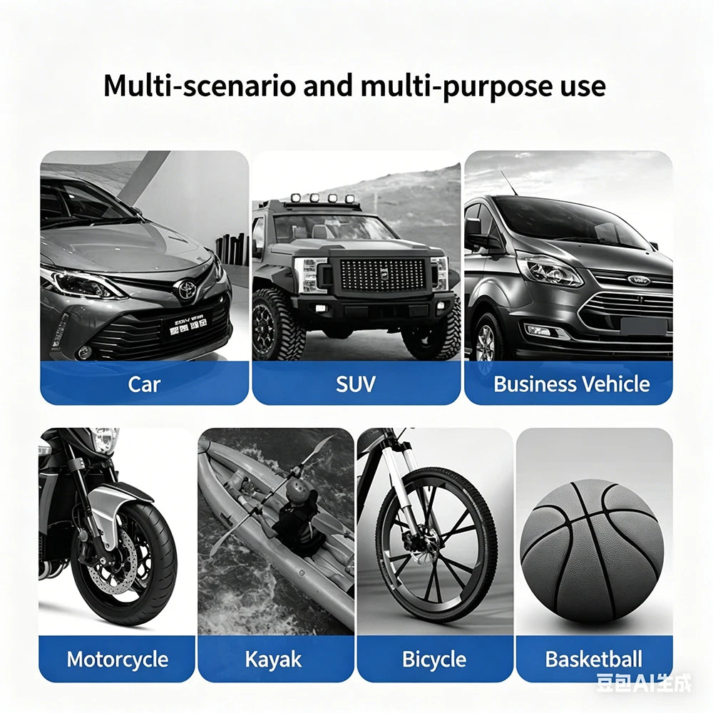 12V Electric Vehicle Inflatable Pump Dual-Cylinder High-Power High-Pressure Portable Tir Air Compressor for Cars Motor Bicycle